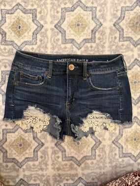 Women’s American Eagle Dark Blue Denim Shorts - Size 6